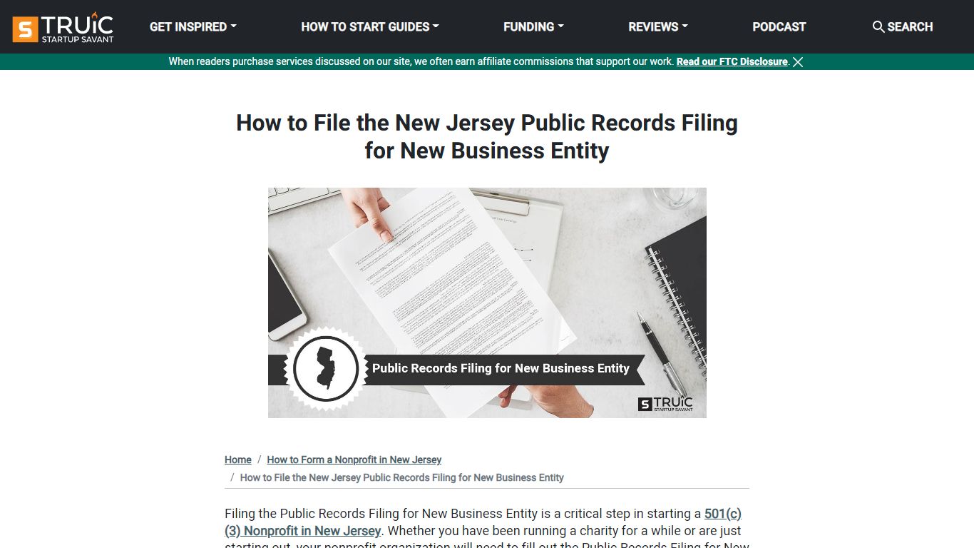 Public Records Filing for New Business Entity - New Jersey Nonprofit ...